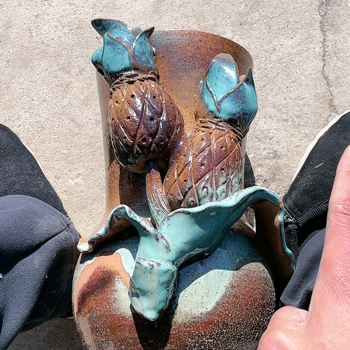 紫砂花盆瑕疵20.38无孔