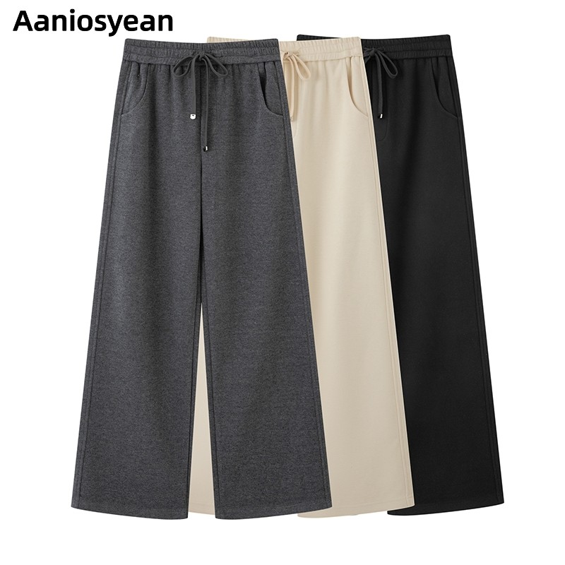 【直播专享】加厚冬季休闲直筒裤女系绳松紧腰垂感裤直筒裤女2551