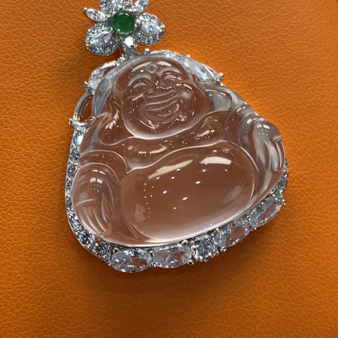 石英质玉吊坠(不含链)银S925镶嵌岗****芝