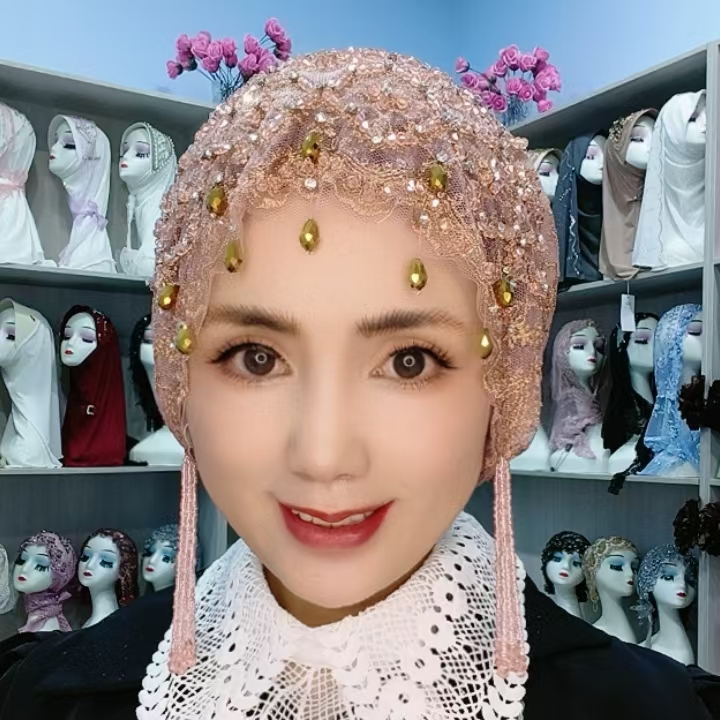 小玲玲方块流苏帽双层