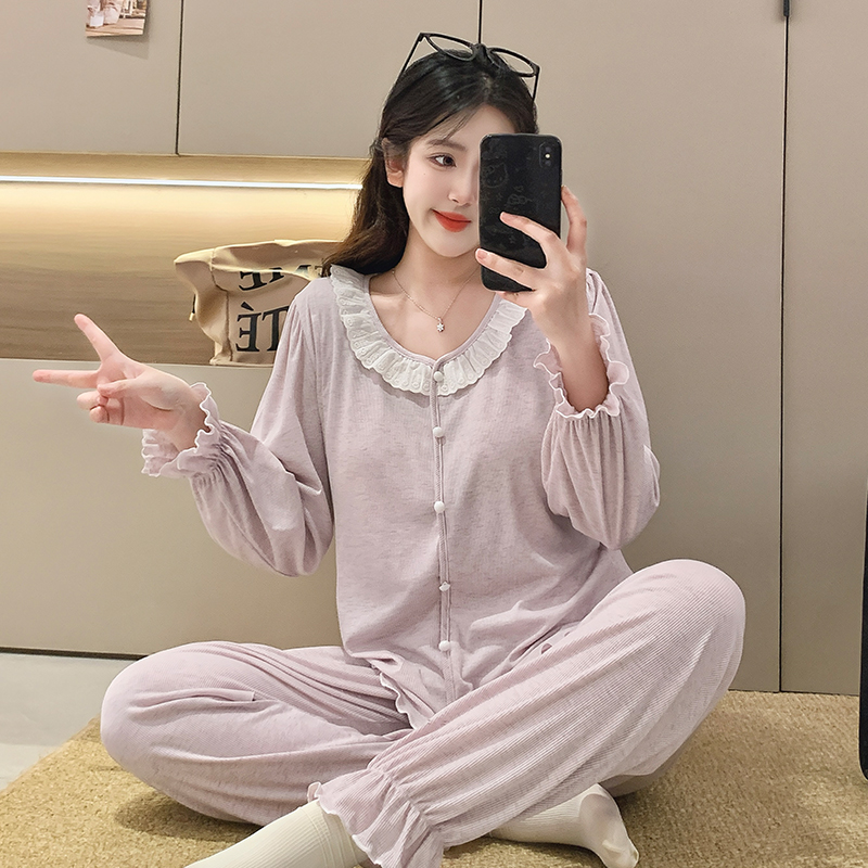 【带胸垫】月子服夏薄款莫代尔棉产后孕妇哺乳睡衣怀孕期待产服套装