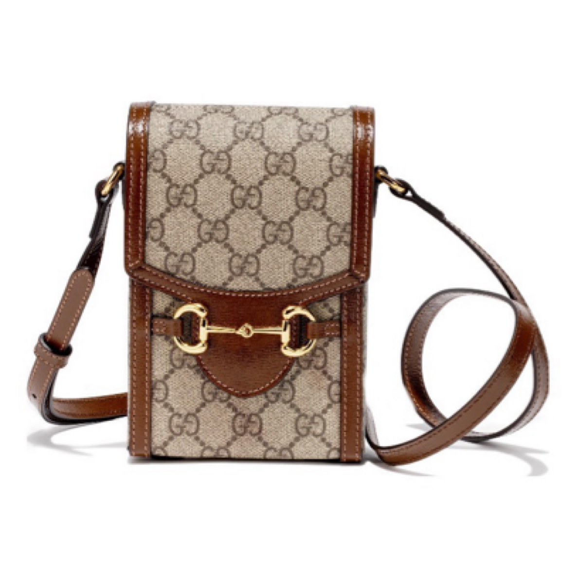 95新 GUCCI/古驰 1955 老花Logo马衔扣 手机包/JW3444