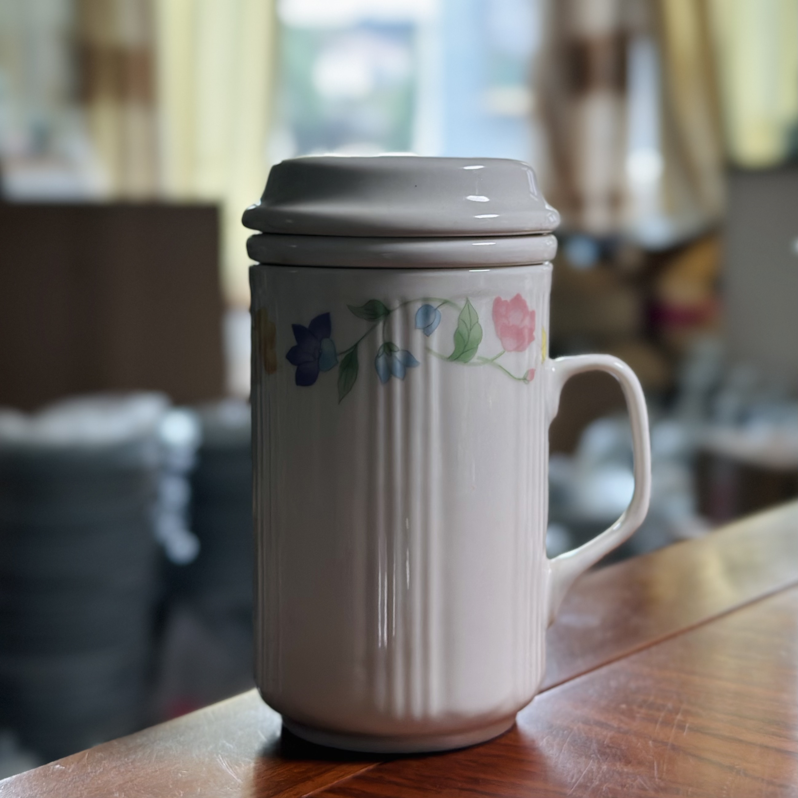 醴陵国光老瓷器带漏斗绿茶350毫升茶杯三件套微瑕福利价