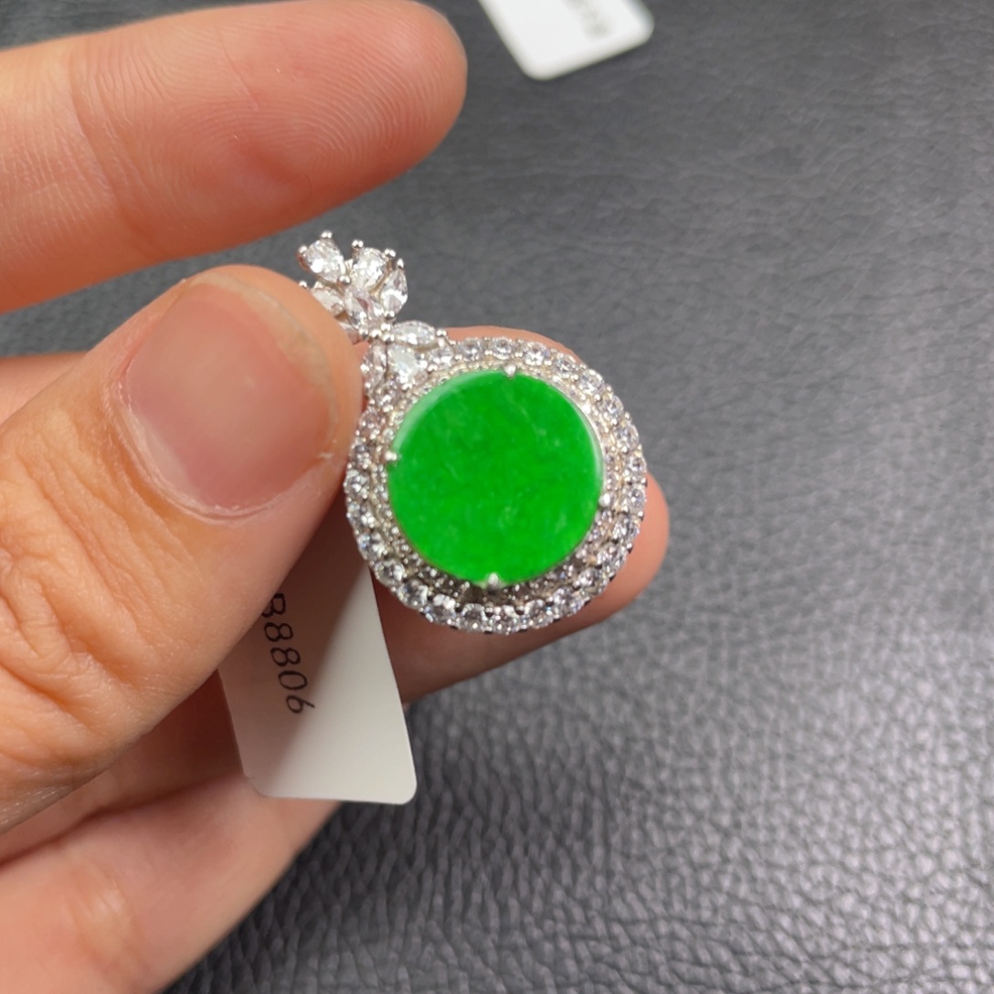 翡翠吊坠(不含链)银S925镶嵌