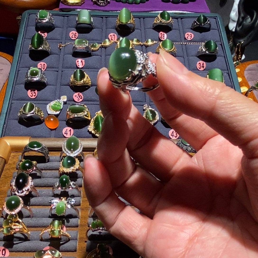 *****和田玉（碧玉）银S925镶嵌戒指