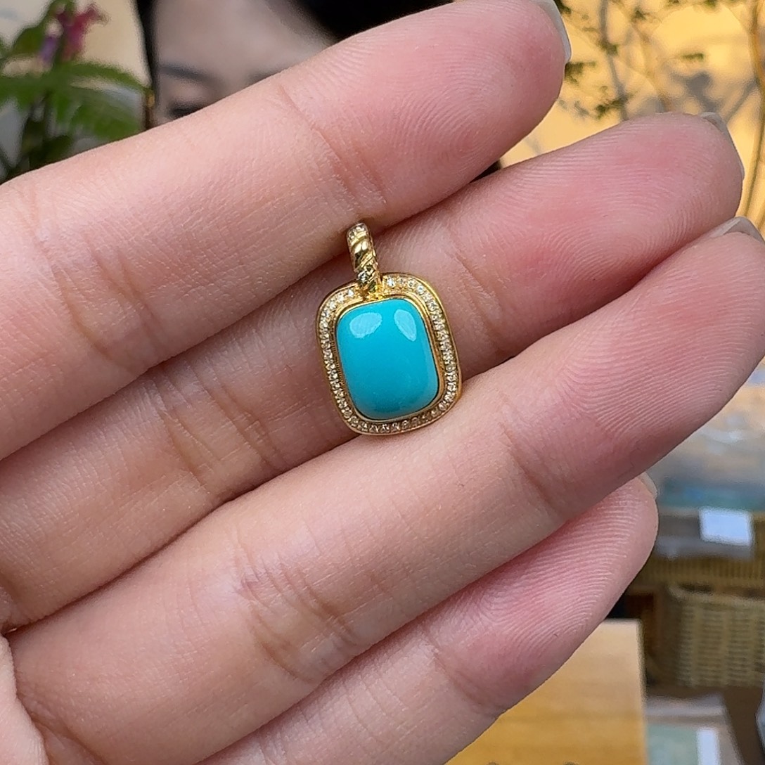 绿松石18K金镶嵌珠宝奇石