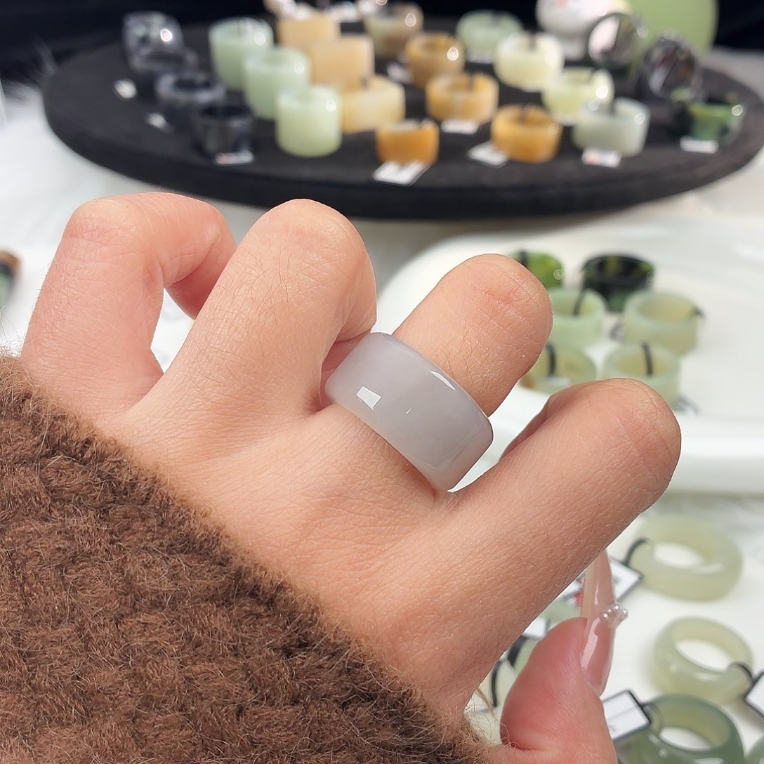 和田玉未镶嵌戒指b90紫圆切17.2不退换