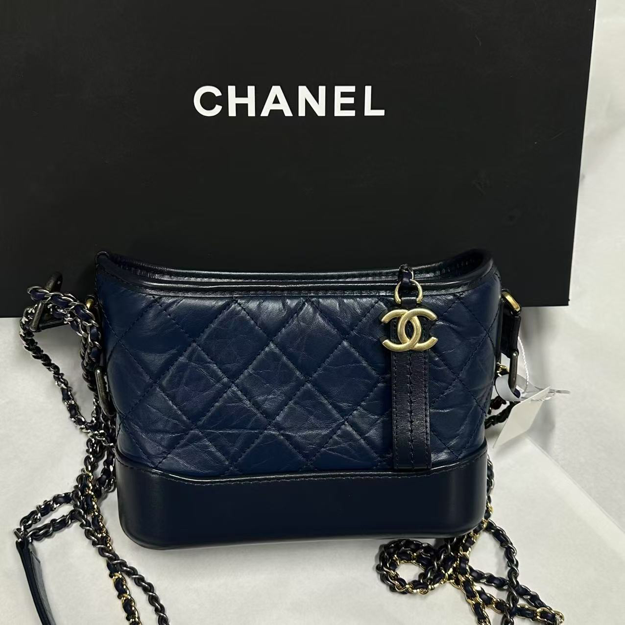 95新 Chanel/香奈儿 泡泡专属/香奈儿蓝金流浪小号斜挎包/97新