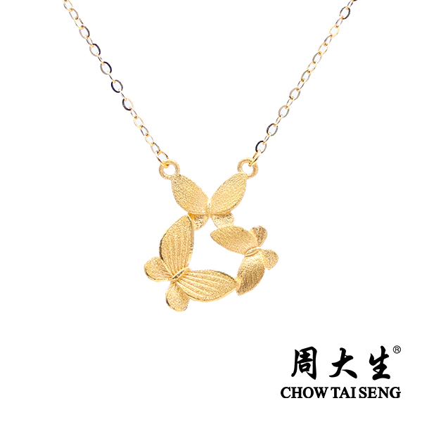 周大生蝴蝶套链足金百搭轻奢女送礼物经典小众简约气质时尚