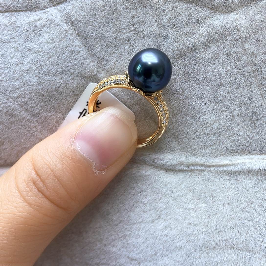 海水珍珠戒圈银S925镶嵌