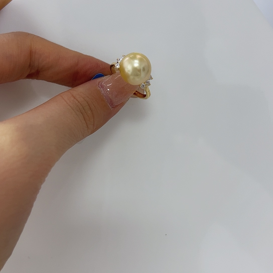 海水珍珠戒指银S925镶嵌j 208