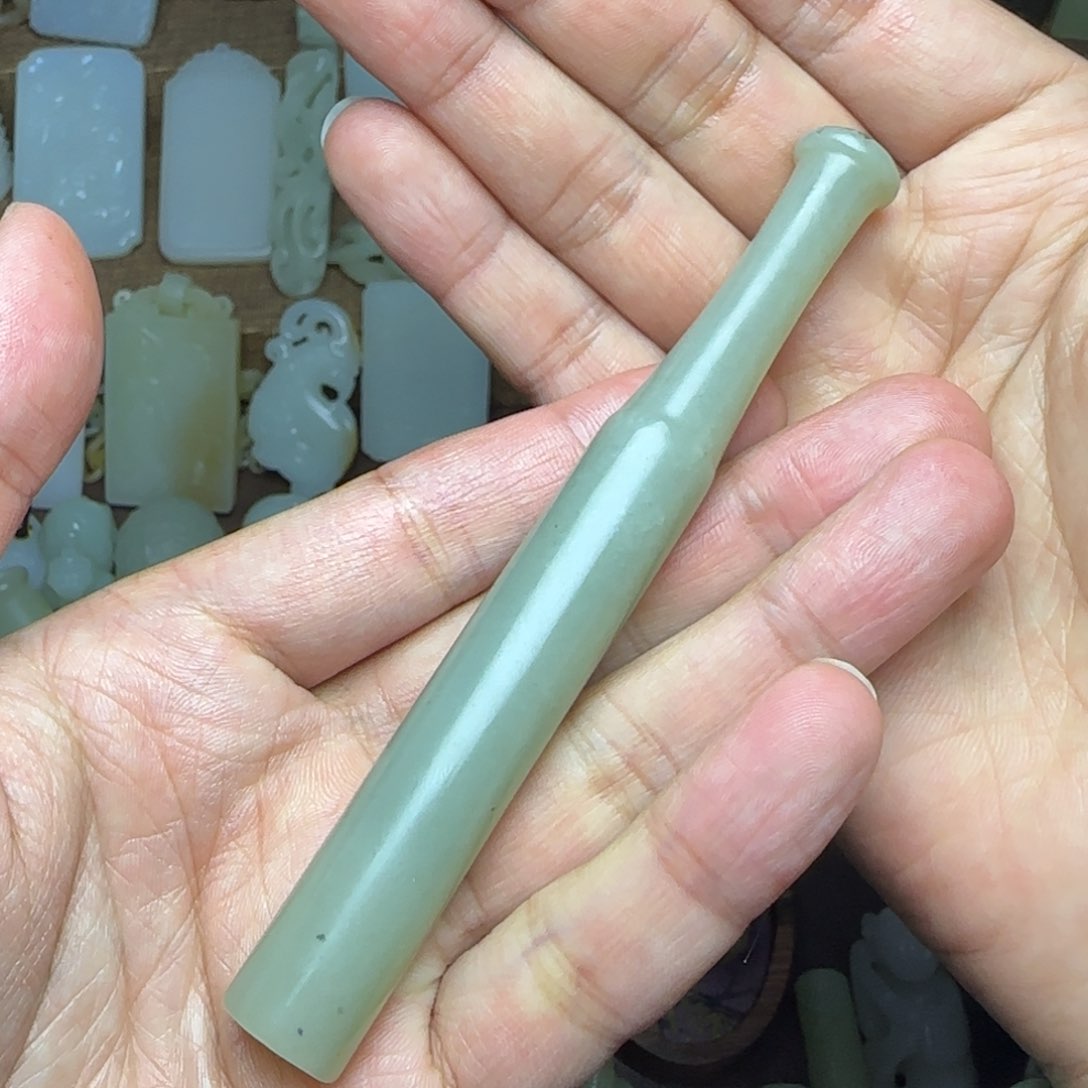 和田玉挂件未镶嵌粗支烟嘴
