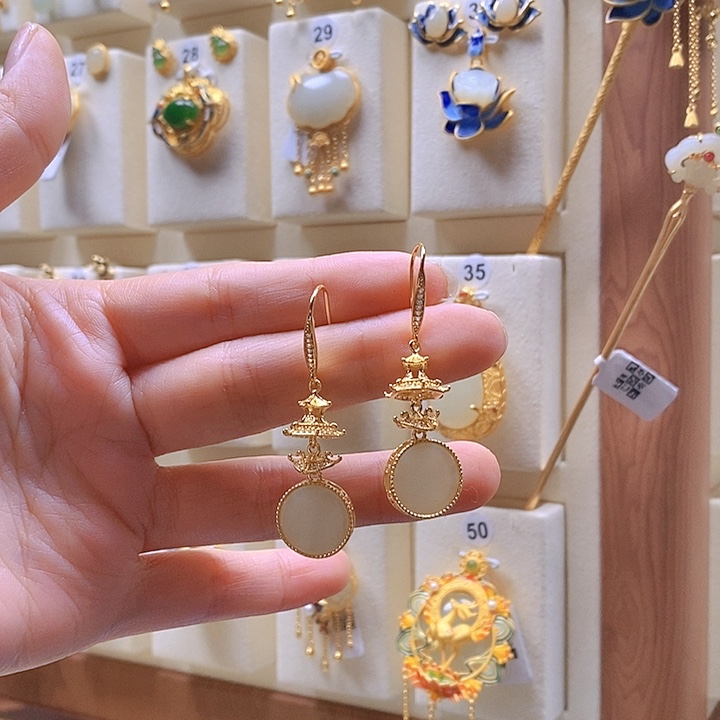 和田玉颈饰银S925镶嵌