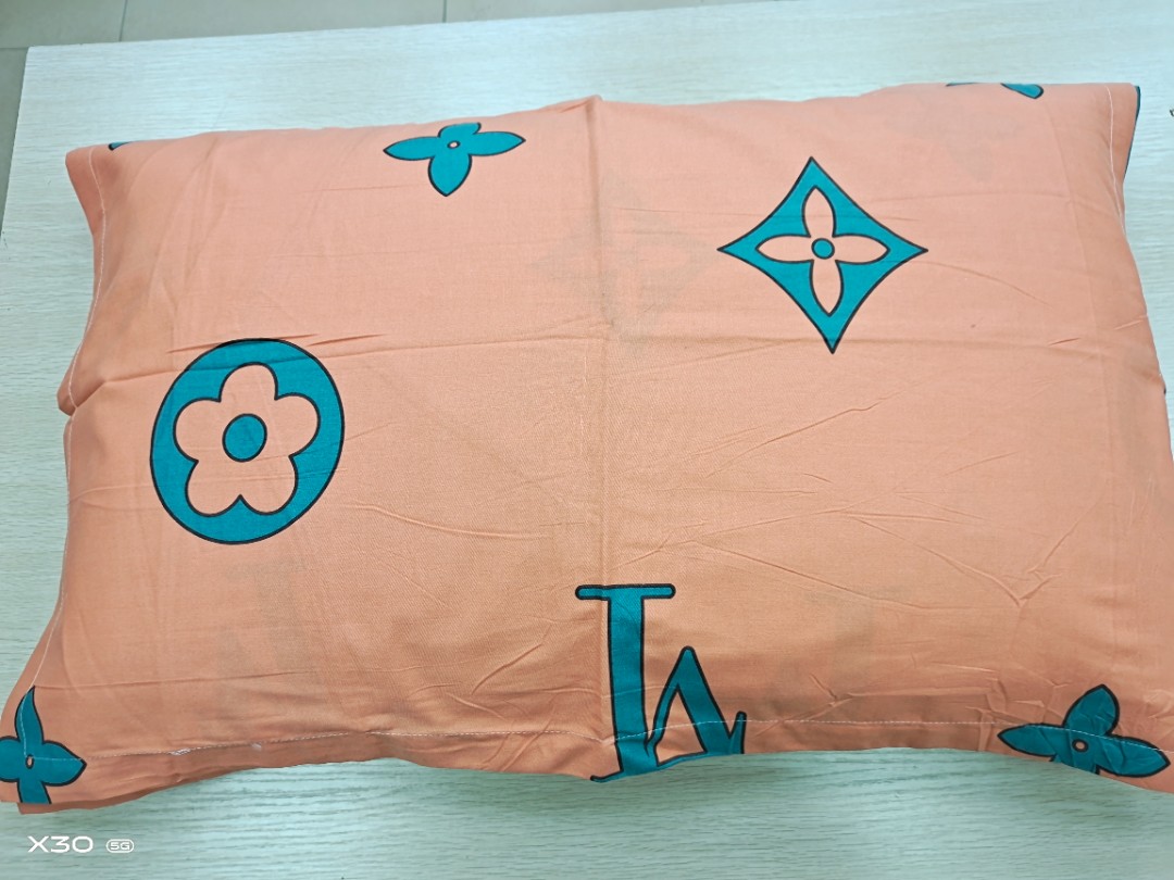 【201】48*75纯棉枕套一对装  四叶草-橘