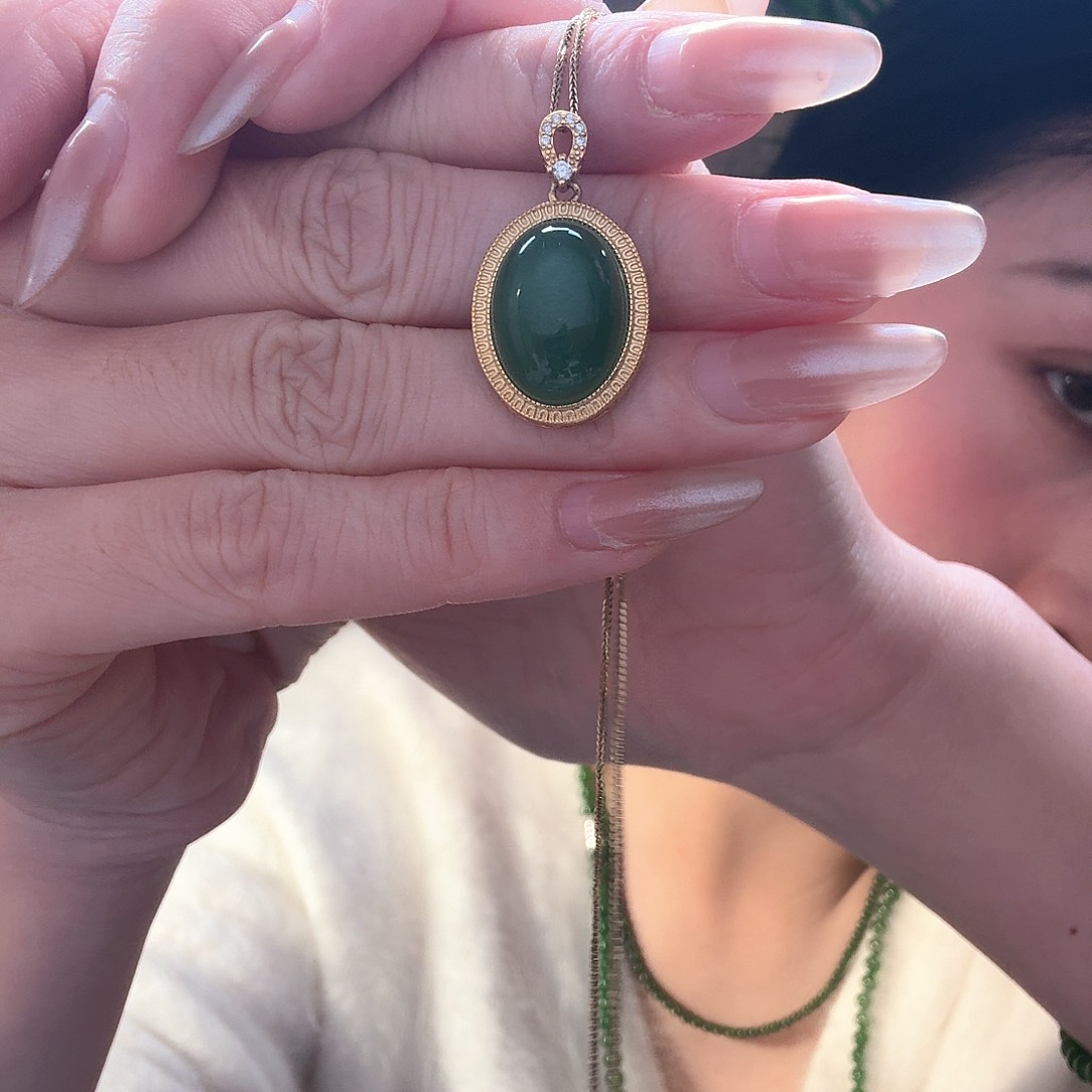 和田玉吊坠(不含链)银S925镶嵌