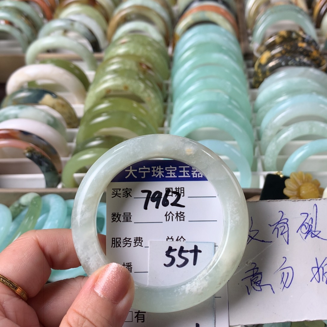 蛇纹石玉手镯未镶嵌7962