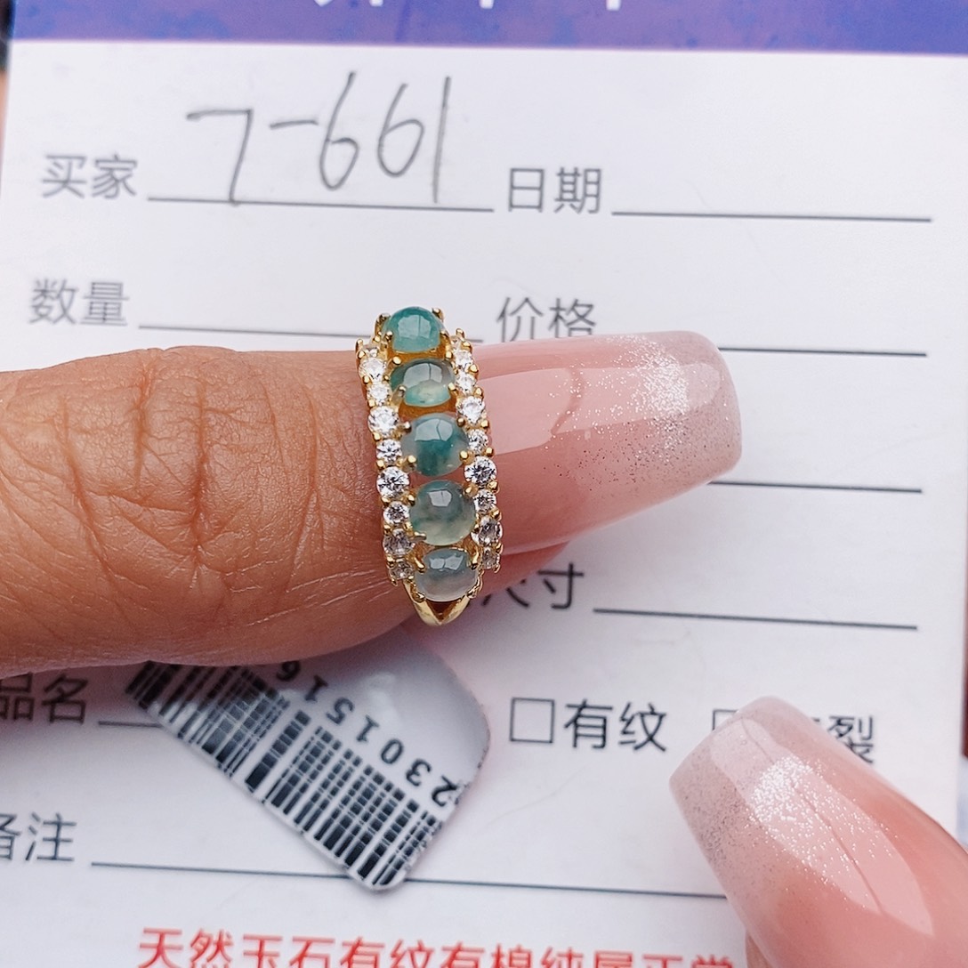 翡翠戒指铂Pt950镶嵌戒指