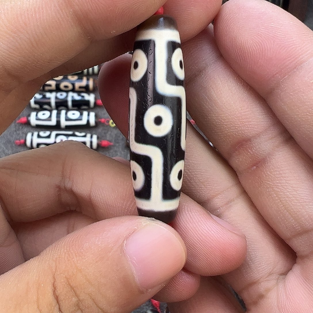 玛瑙/玉髓未镶嵌吊坠(赠链)聚缘古风折线九眼天珠