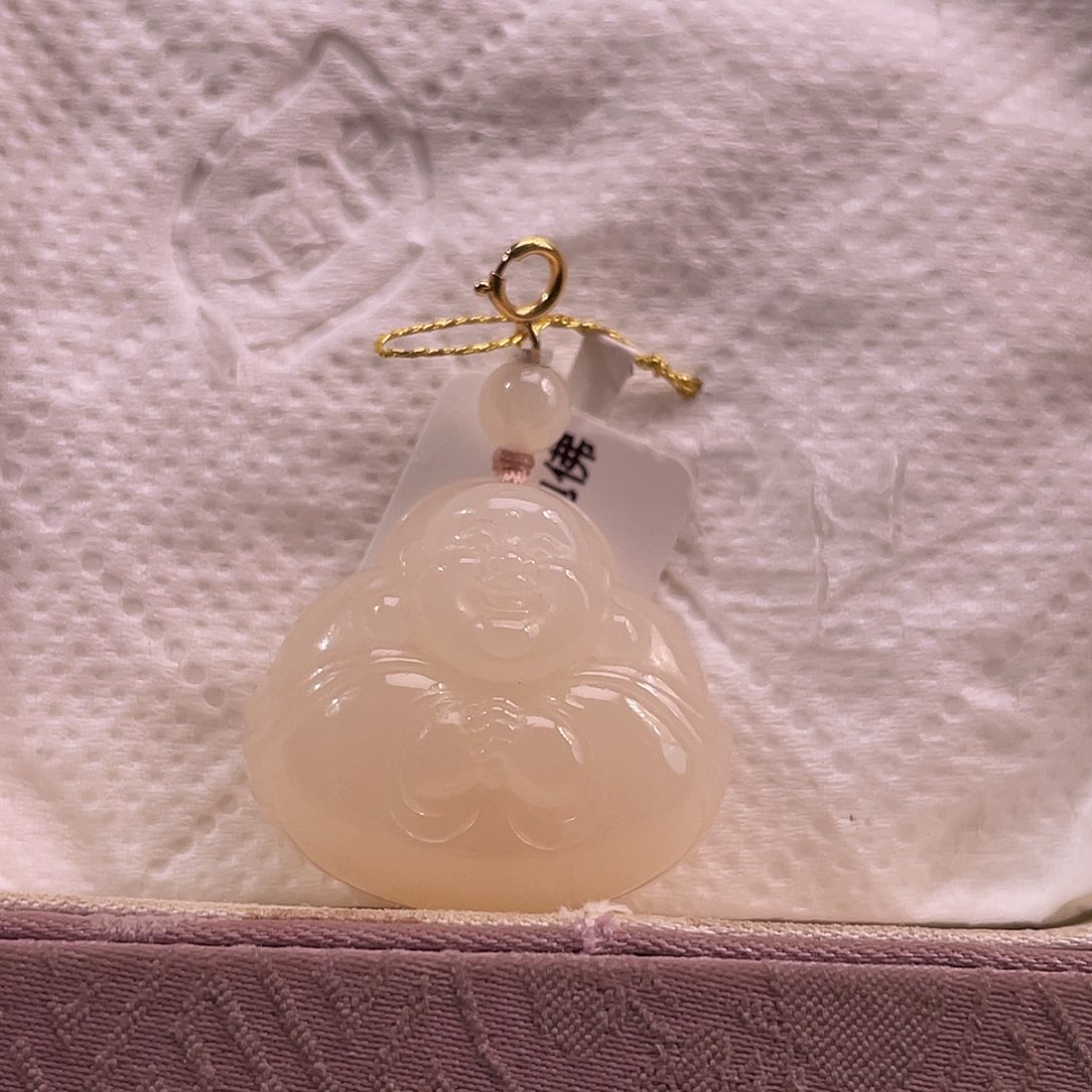 吊坠(不含链)18K金镶嵌和田玉大版抱抱佛