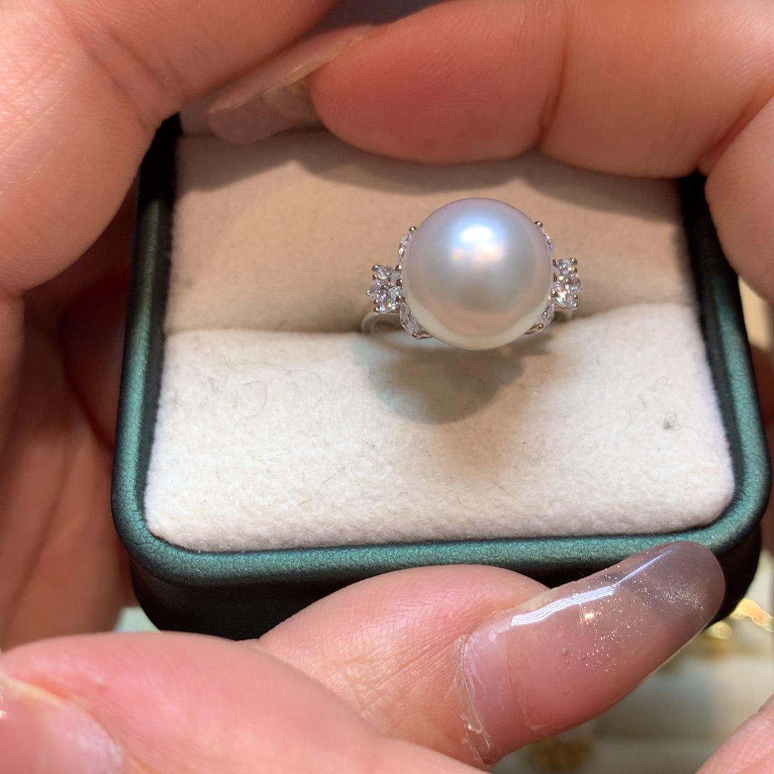 海水珍珠戒指银S925镶嵌