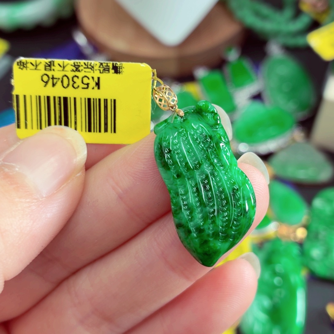 翡翠18K金镶嵌吊坠(不含链)