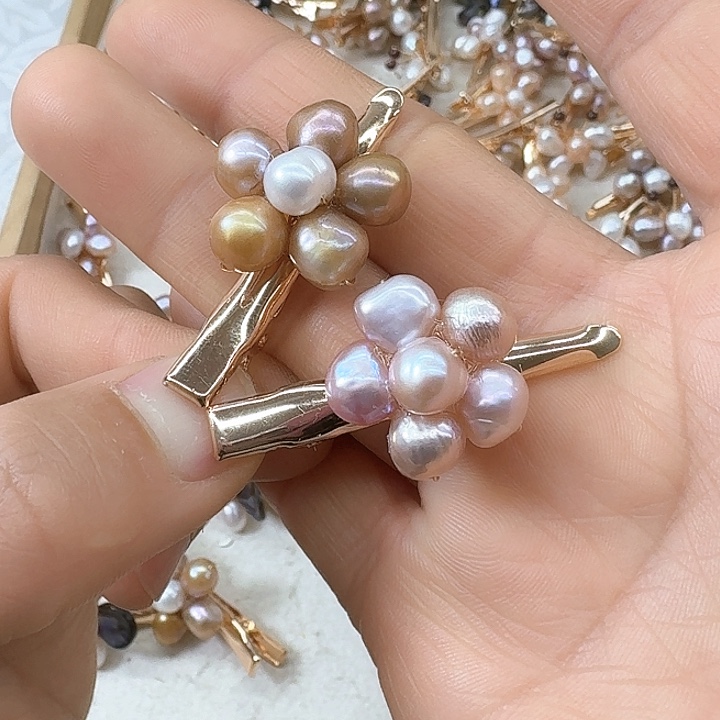 银S925镶嵌淡水珍珠发饰