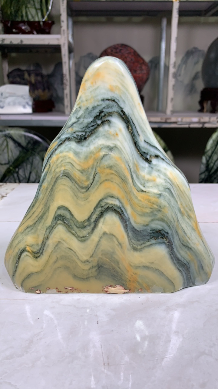 适合客厅办公室书房架摆陶瓷画面石工艺品