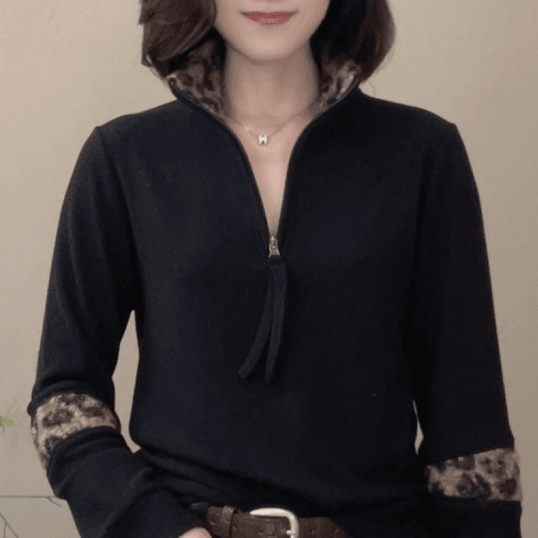 保暖拼色休闲拉链卫衣女冬季新款女士百搭长袖小衫气质显瘦打底衫