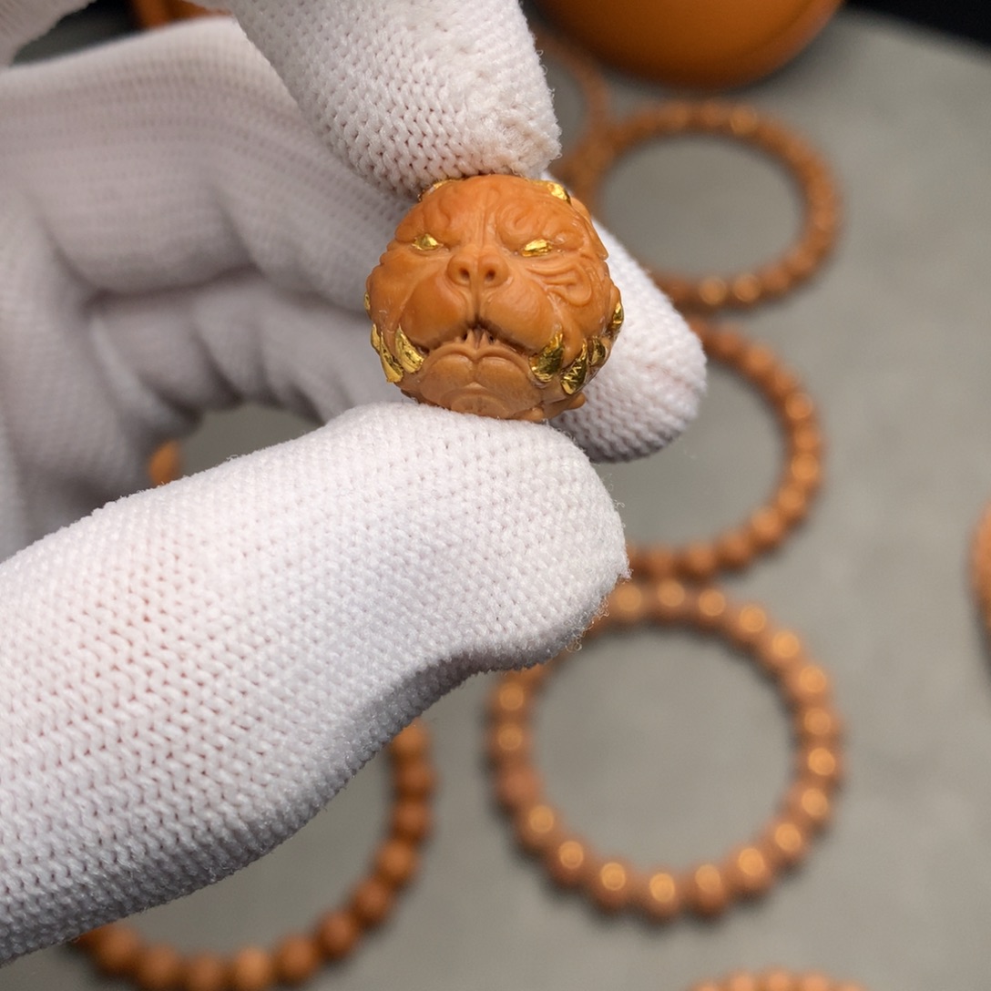 手串猴头核桃狗王镶嵌24k