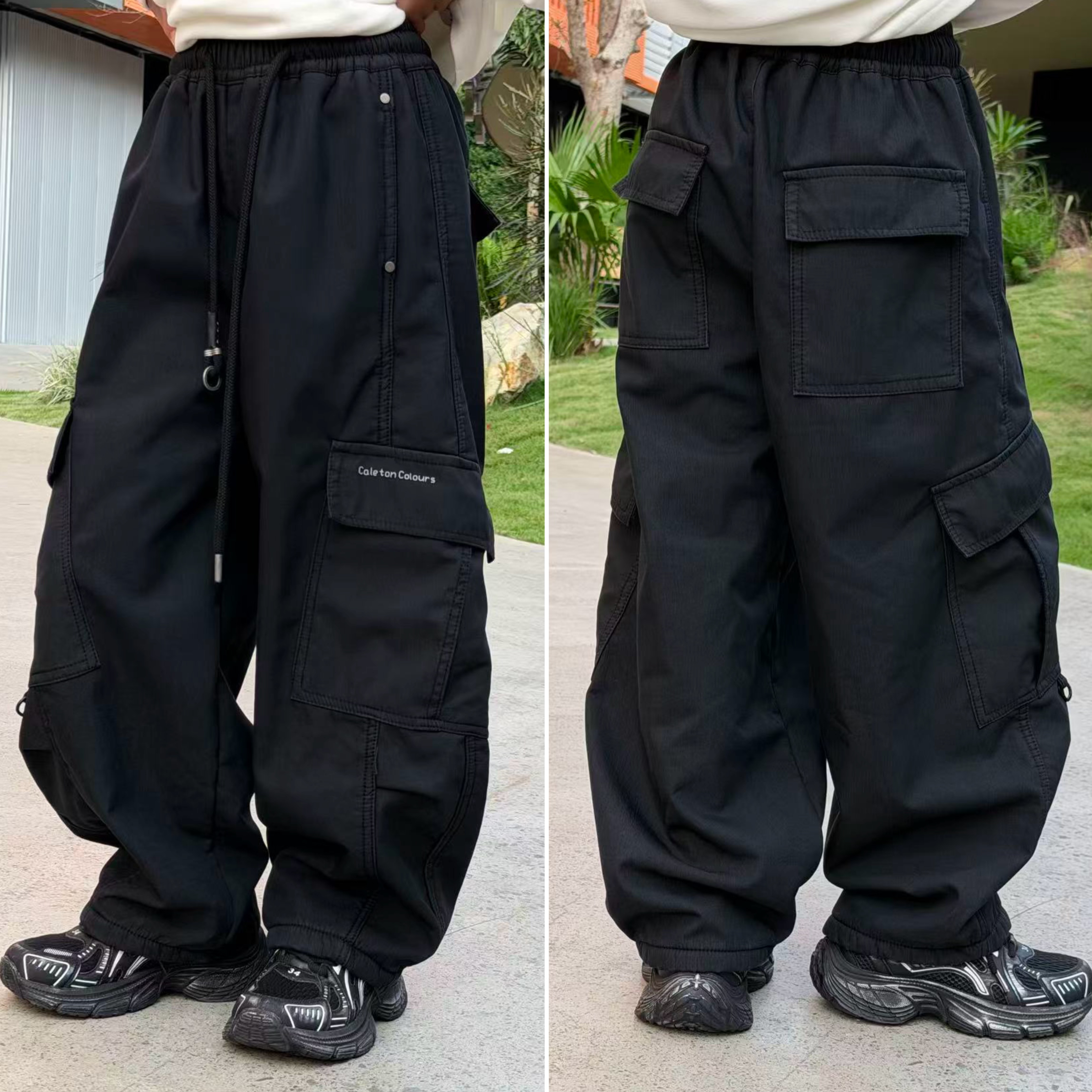 嘟妈童装 2025青少年冬季休闲加绒裤男童加厚工装裤子5020