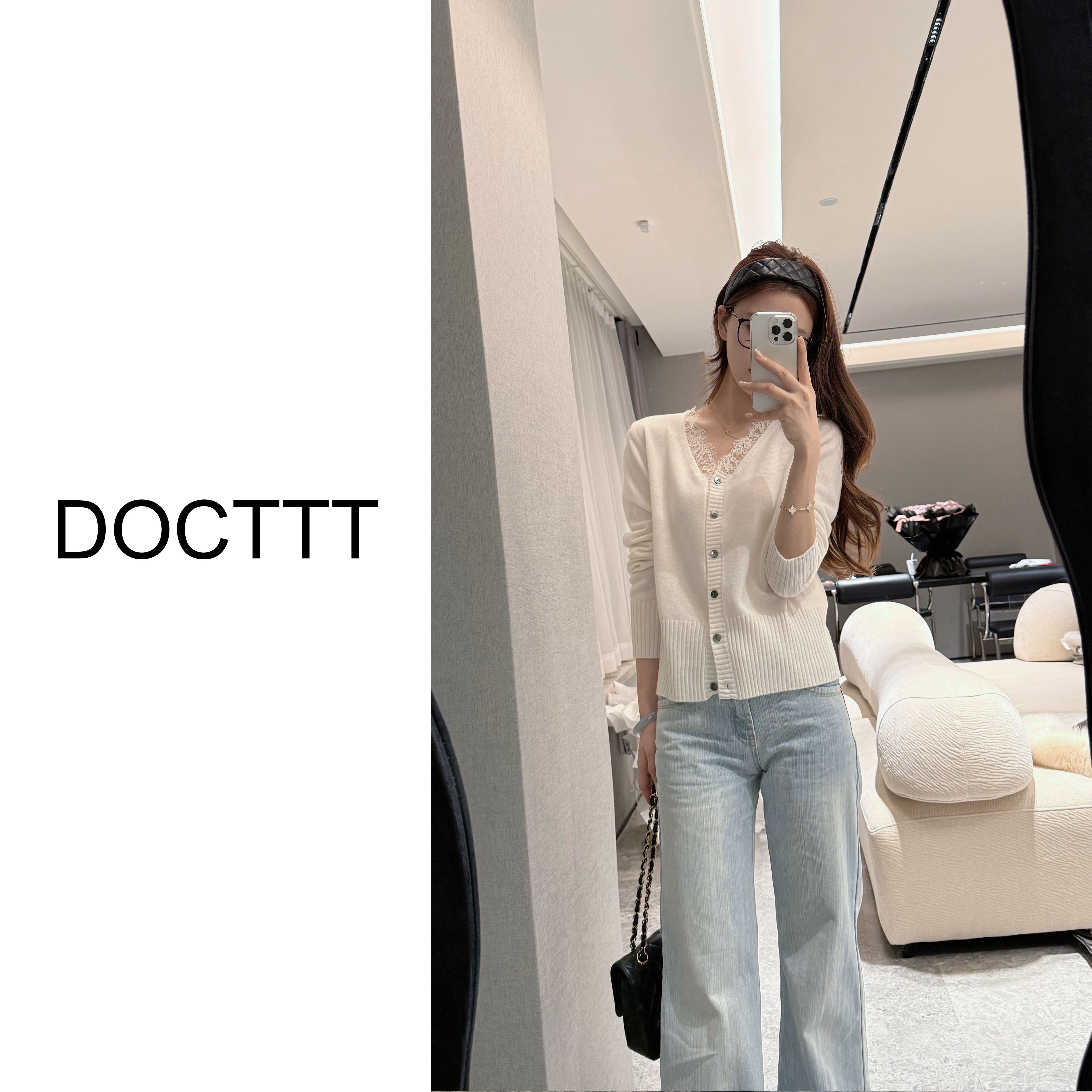 《DCT》烟雨和风*100%绵羊毛法式温柔风V领针织开衫D25029