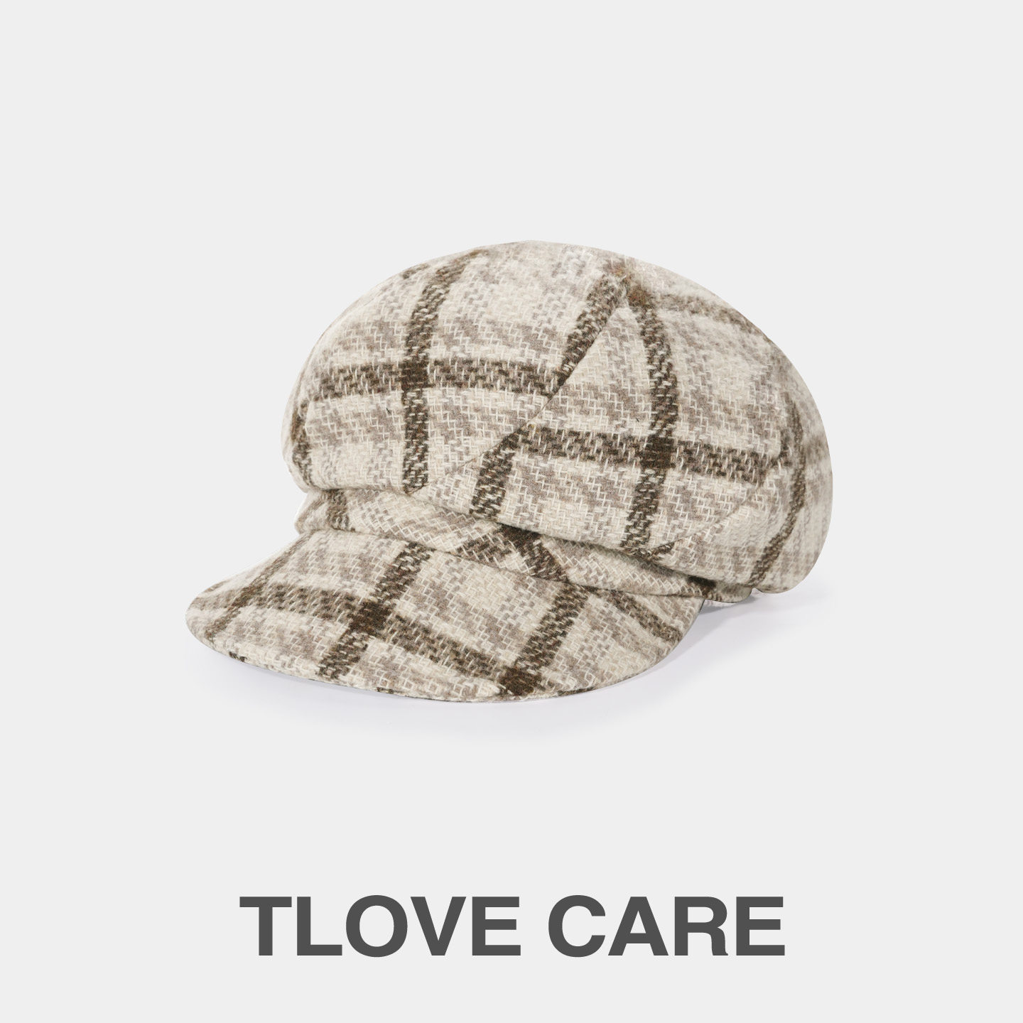 9894春秋平檐保暖复古八角帽秋冬帽子格子休闲