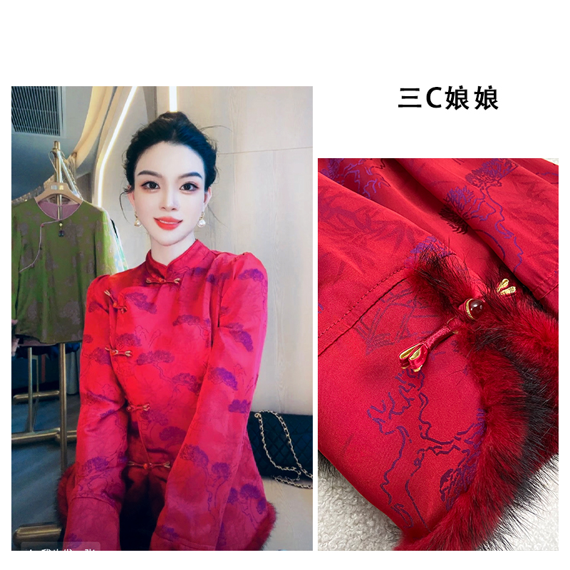 宸嫚三C娘娘1077【春福】新中式国风时尚盘扣立领打底衫上衣