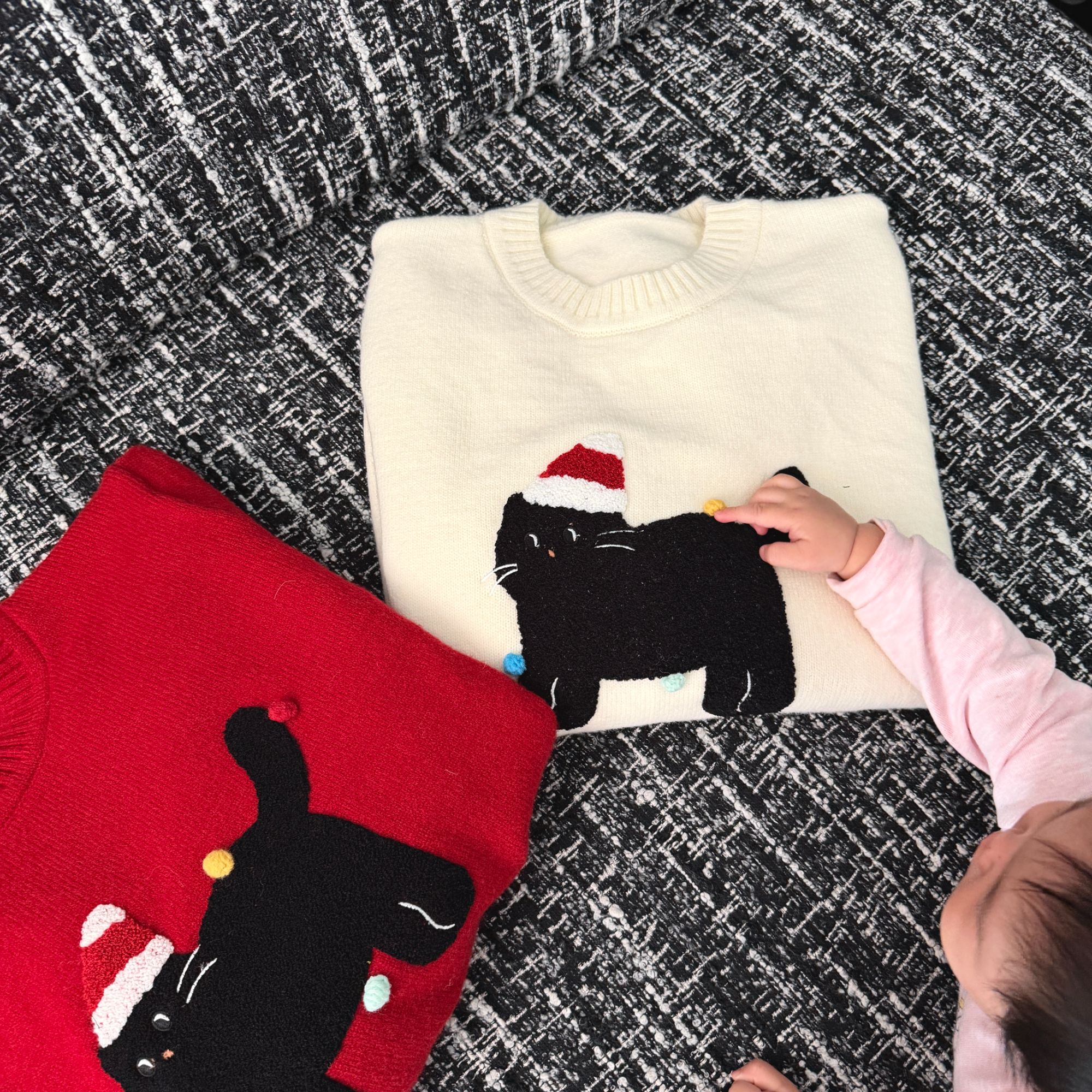 胡贰样「圣诞毛衣」微胖大码宽松大版刺绣卡通圣诞毛衣8276WX