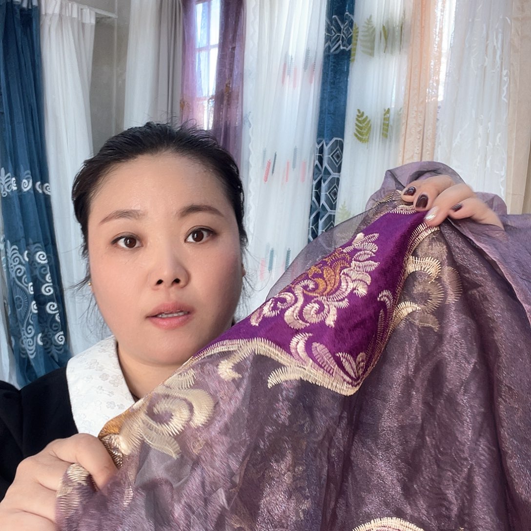 回***愁定制2.5紫色刺绣窗纱