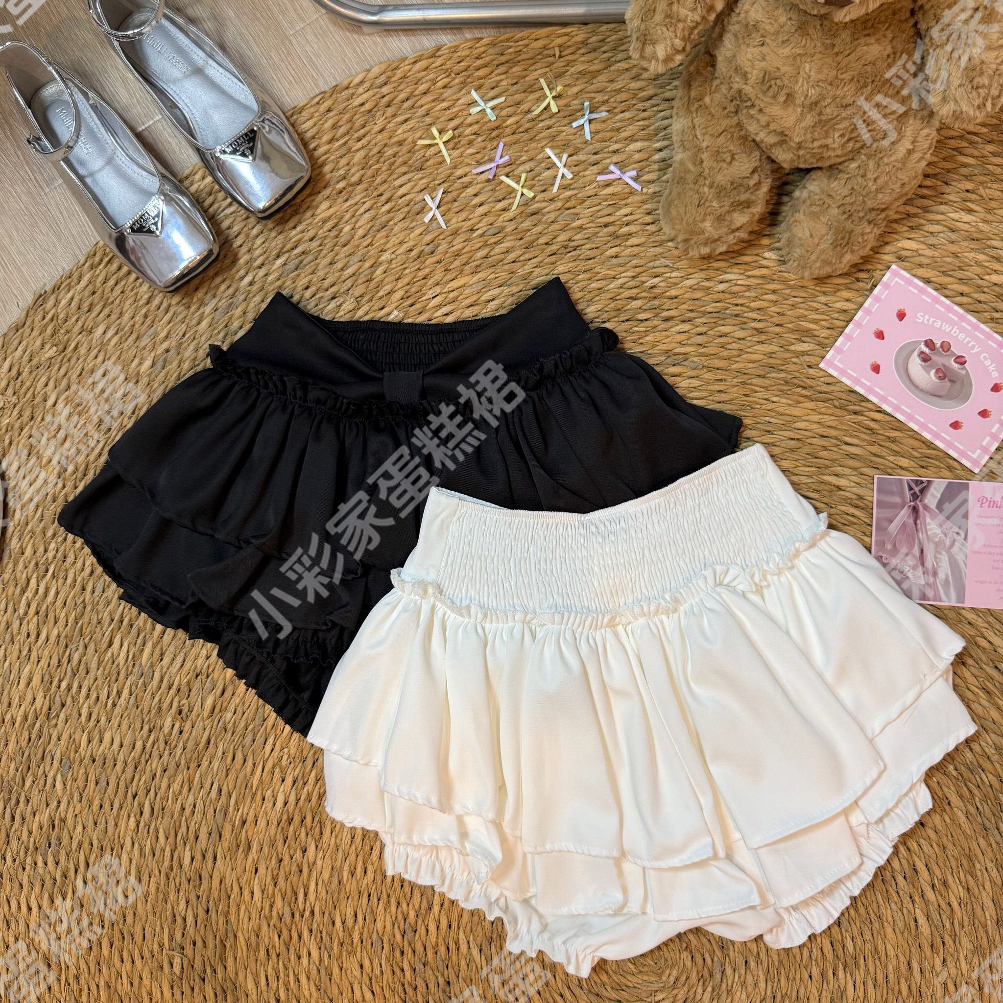 【427/428】不规则百搭黑色荷叶边半身裙蕾丝花边蓬蓬裙A字高腰短裙