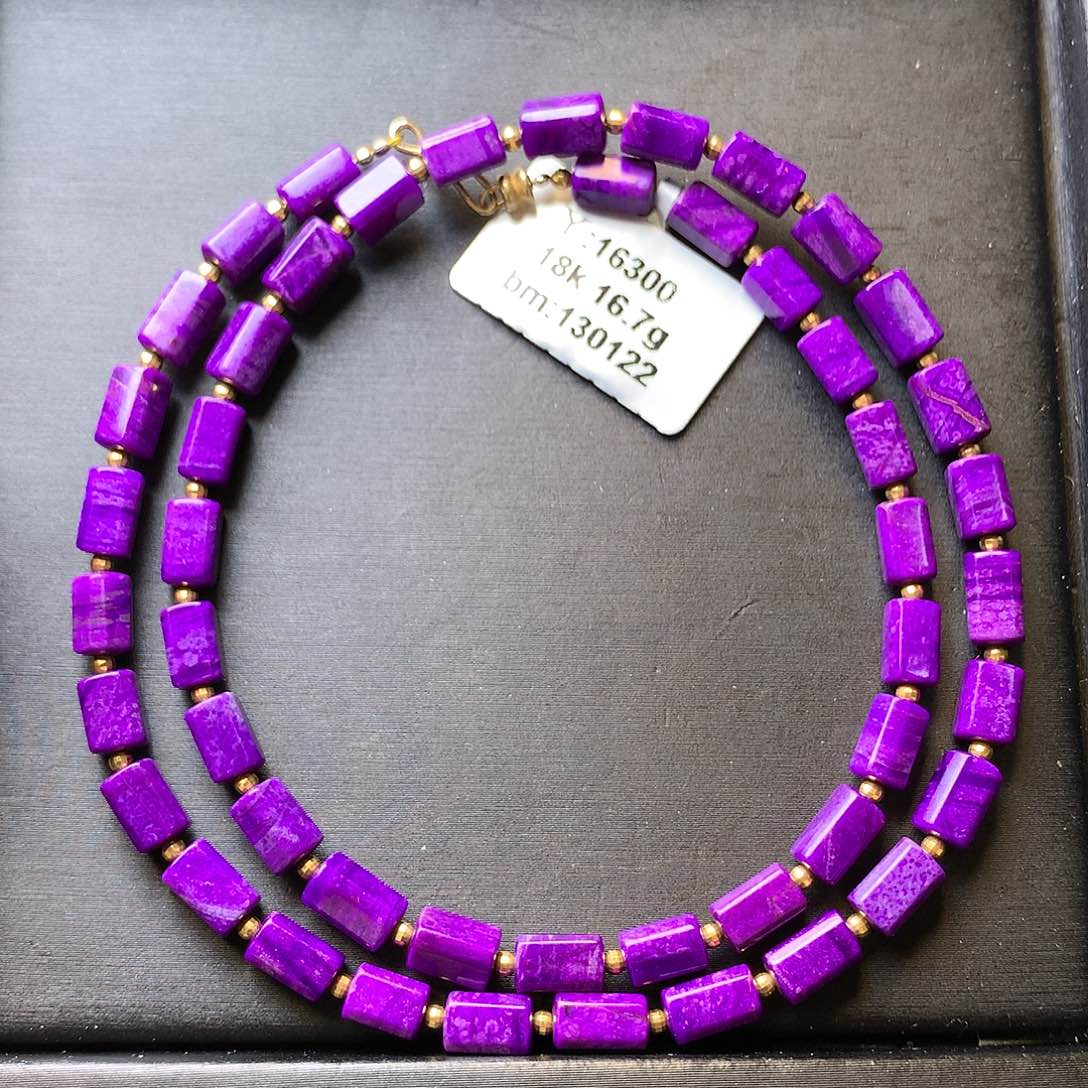 18K金镶嵌苏纪石（舒俱来）项链