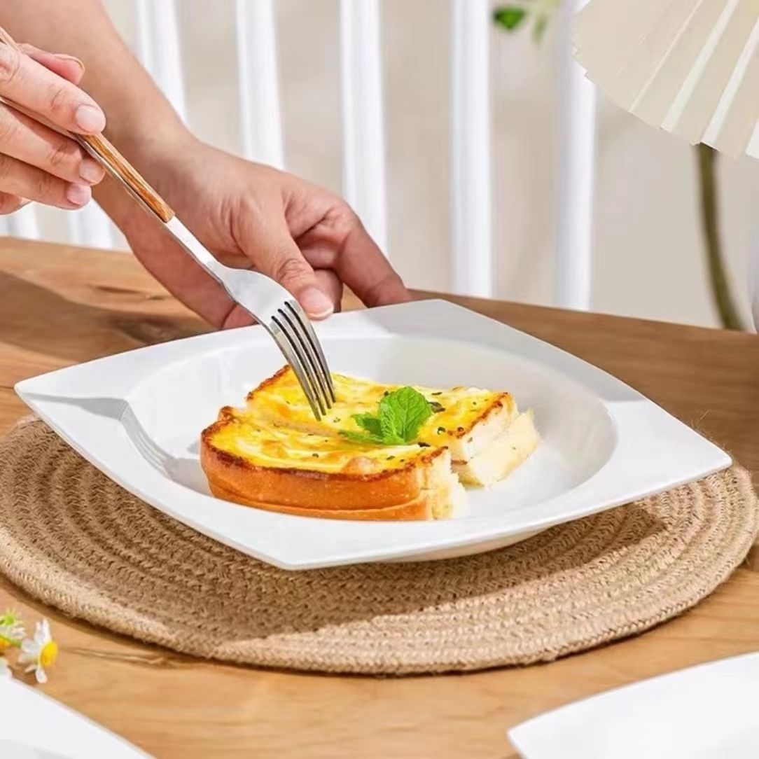 高温骨瓷深盘家用菜盘汤盘简约釉下彩创意餐盘餐具炒菜盘子