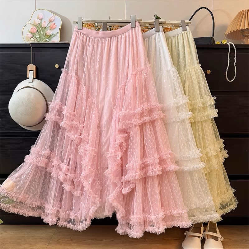 （直播间拍）【451-500】四季款气质百搭显瘦网纱半身裙