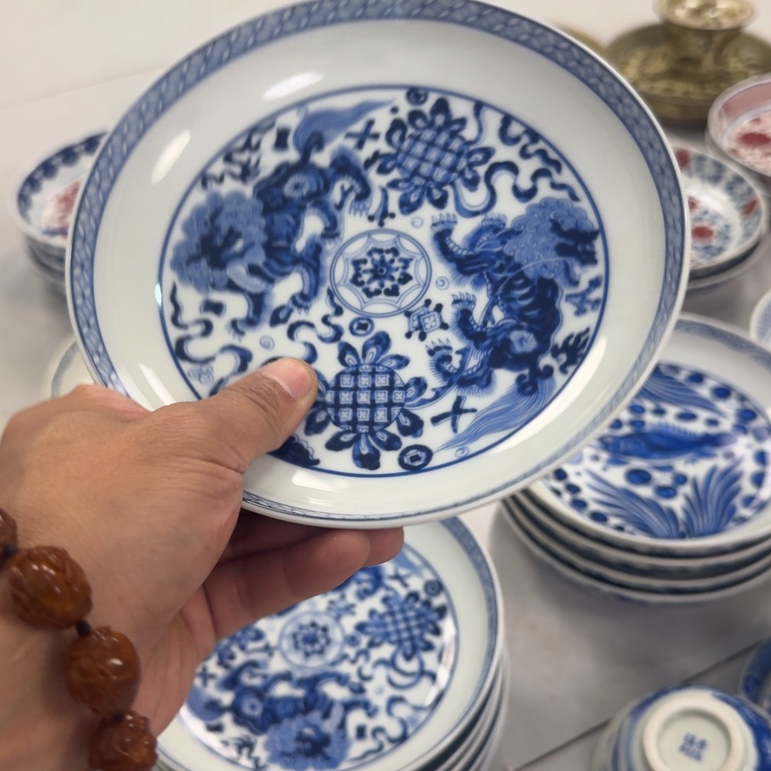 梦马主人景德镇青花狮子大壶承