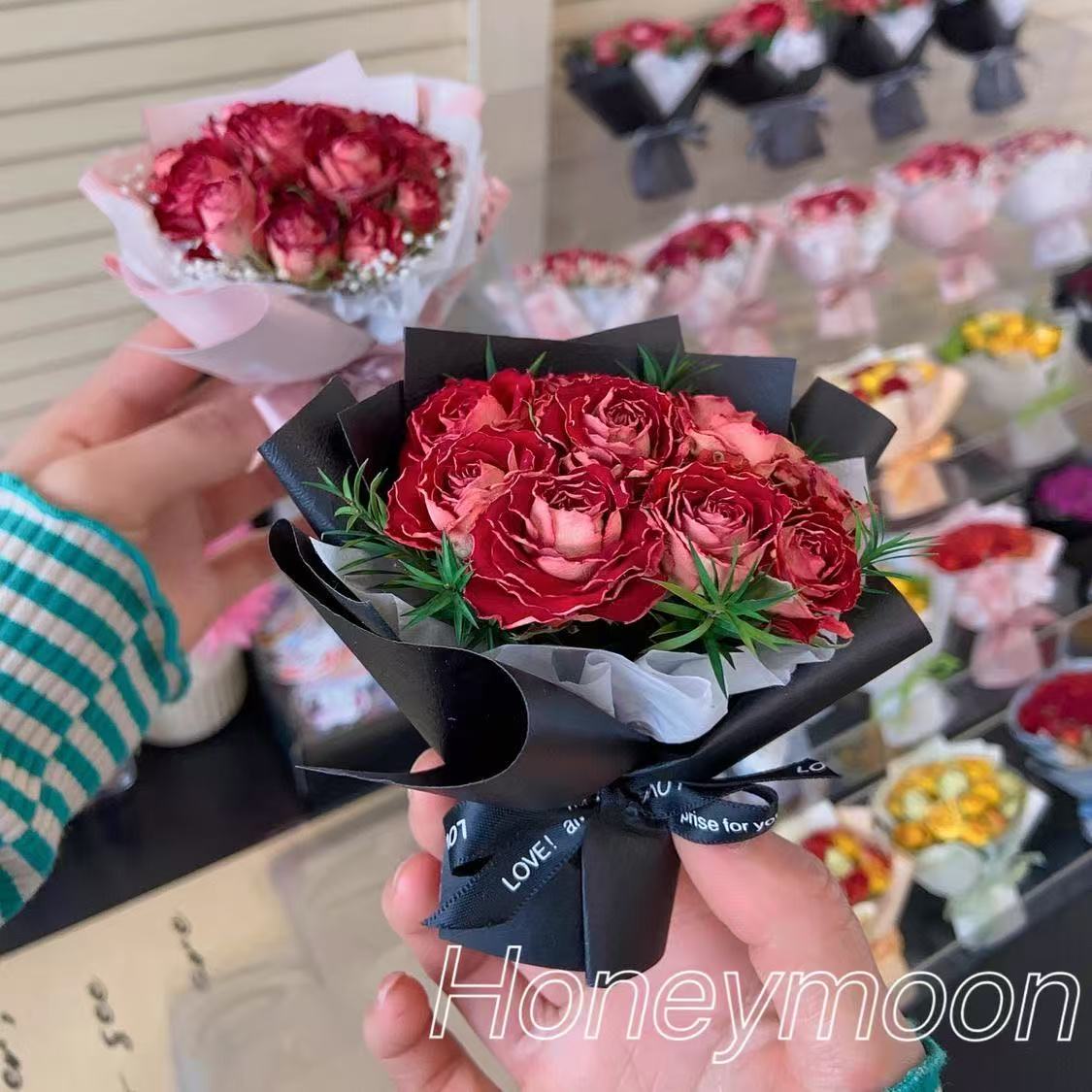 MINI花束玫瑰干花迷你车载摆件家居女装饰拍摄道具见面生日伴手礼