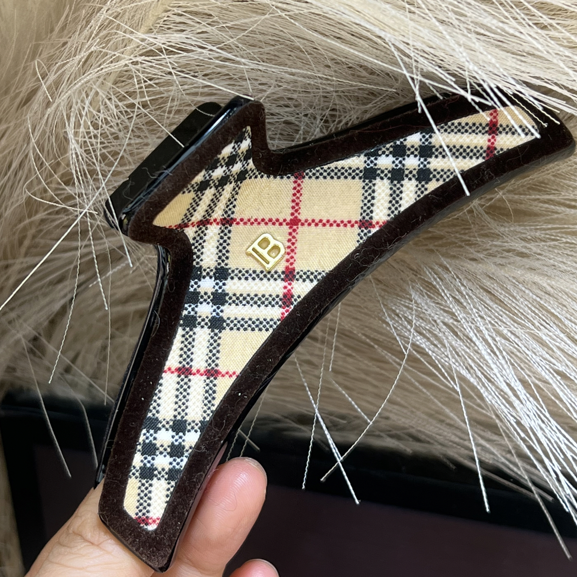 【11cm字母格纹】韩版老钱风休闲抓夹新品