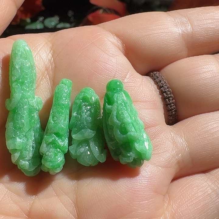 翡翠未镶嵌吊坠(不含链)翡翠白菜四件套