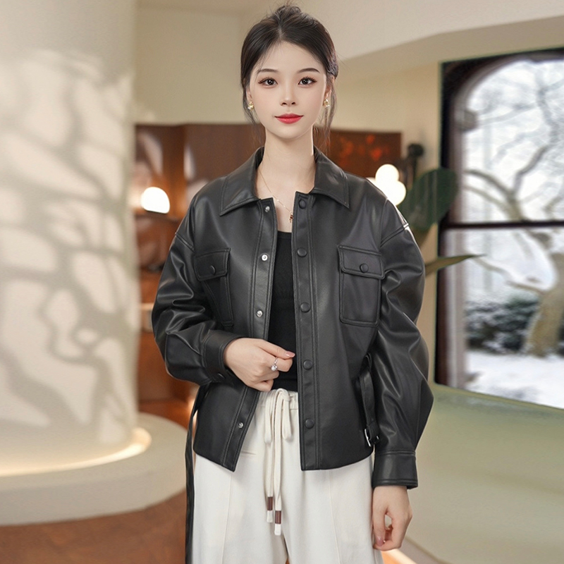 【宋佳同款】海宁真皮皮衣外套女修身新款大码2570YJB