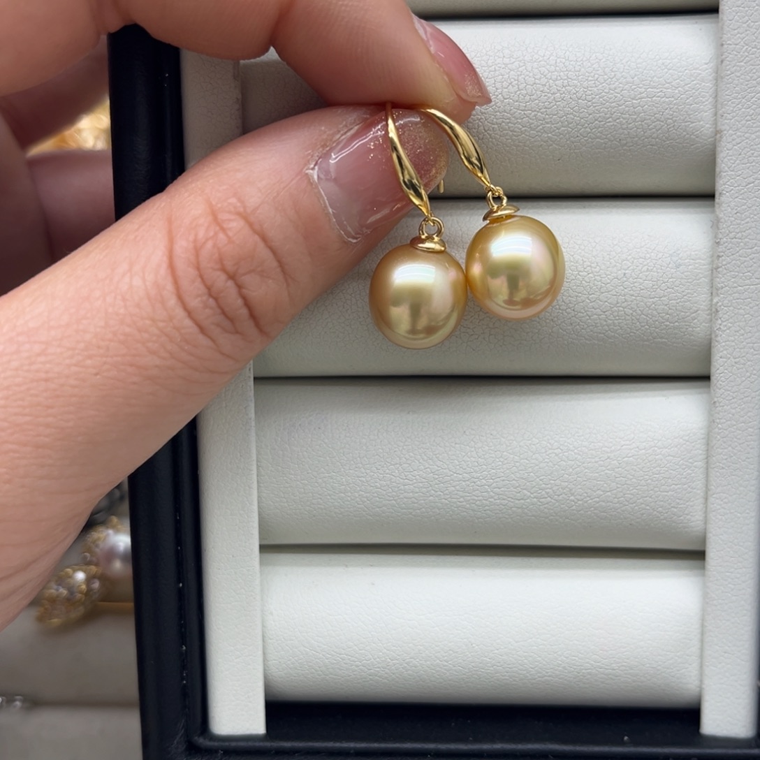 海水珍珠耳饰银S925镶嵌