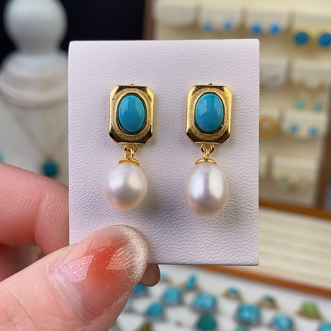 未镶嵌绿松石耳环