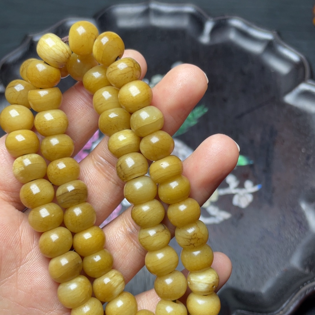 洒***羁牦牛骨双圈手持串