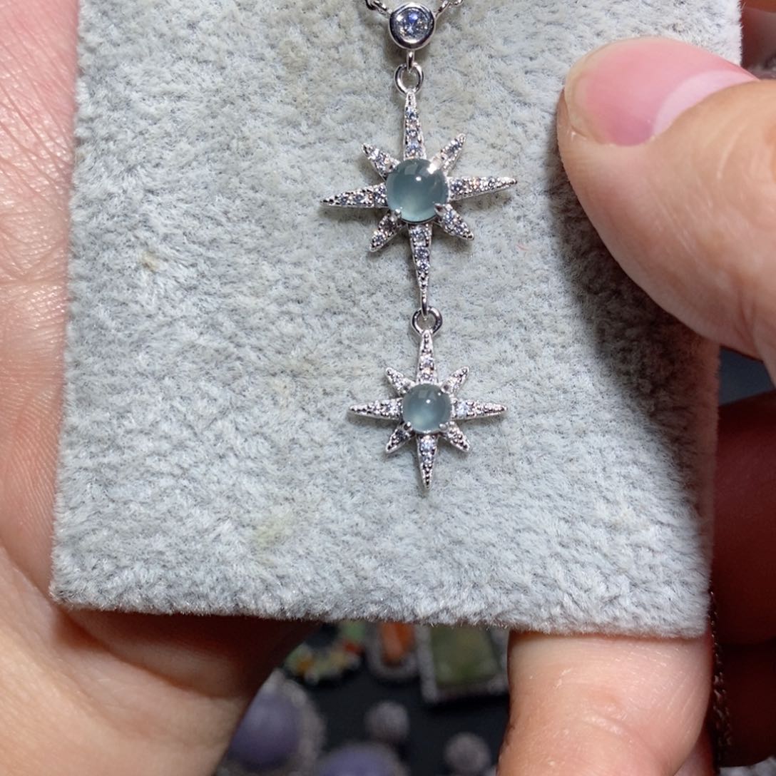 翡翠颈饰银S925镶嵌j m k l