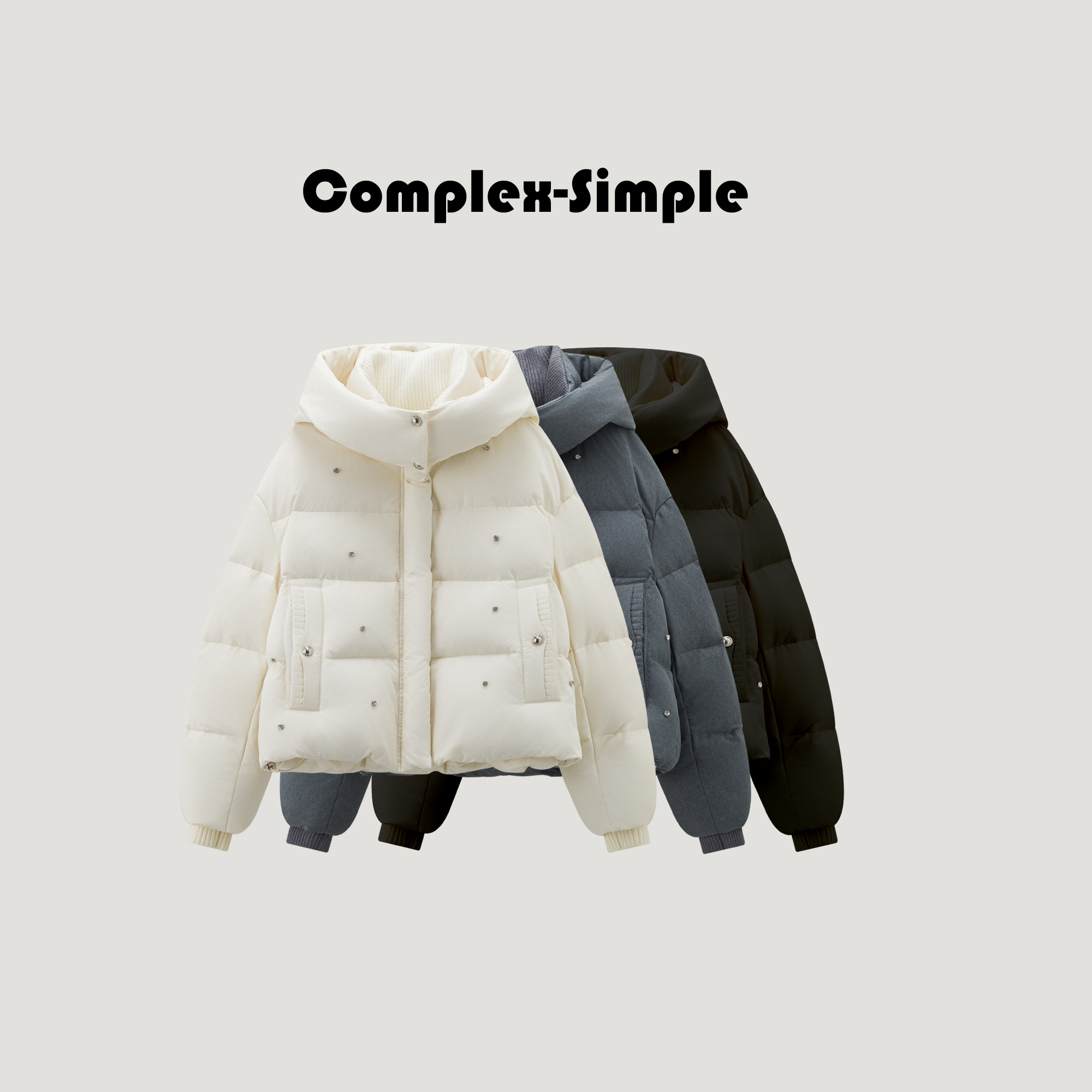 【满天星】25冬季新款羽绒服女装连帽加厚带钻面包服短款外套253050