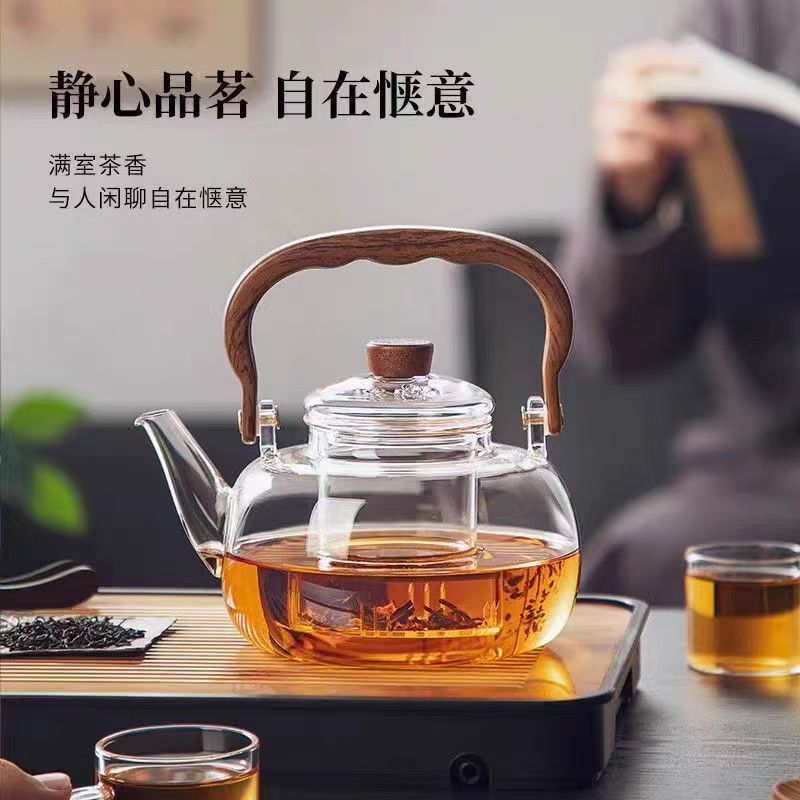 蒸煮电陶炉玻璃加厚提梁茶壶炉壶四杯套装家用煮茶耐高温耐热水壶